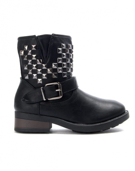 Bo'aime women's shoes: studded ankle boot - black