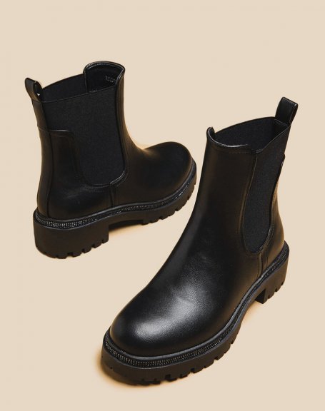 Bottines noires style chelsea boot avec élastique