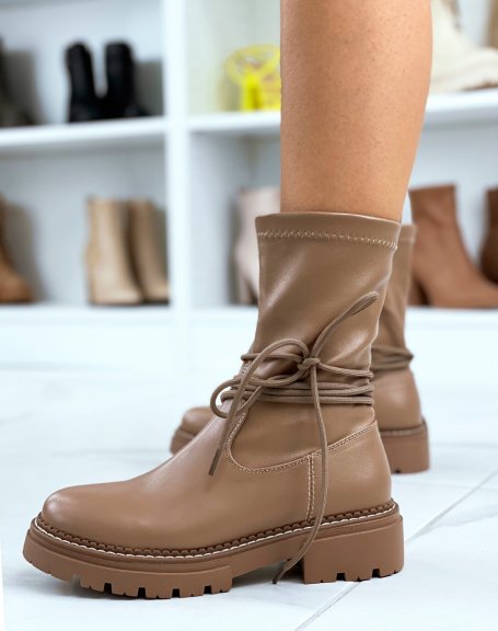 Bottines taupe clair  lacets