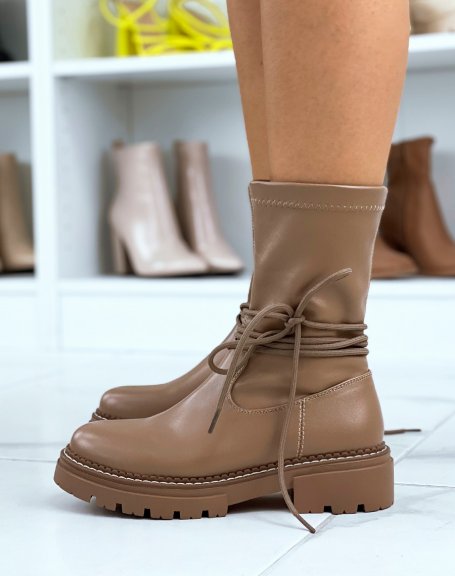 Bottines taupe clair  lacets
