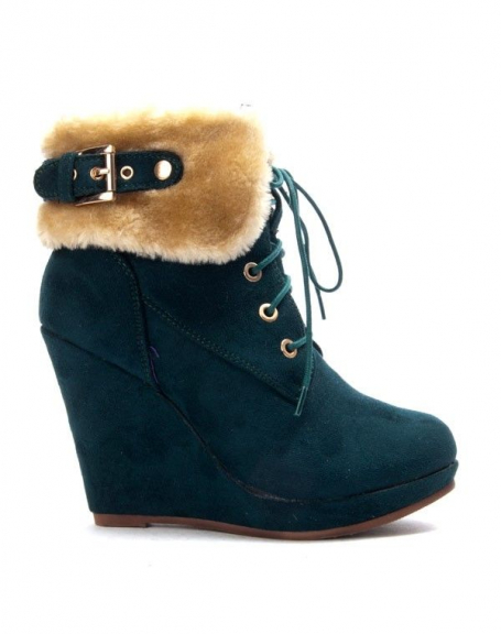 Bruna Rossi women's shoes: wedge ankle boots with green lining