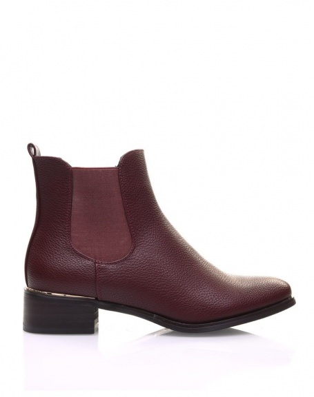 Burgundy Chelsea boots with gold piping