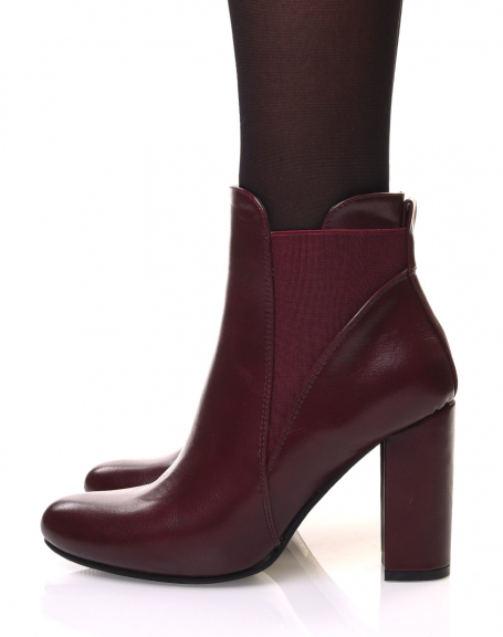 Burgundy high heel ankle boots