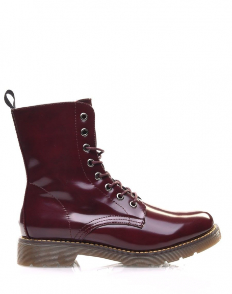 Burgundy patent high-top shoes