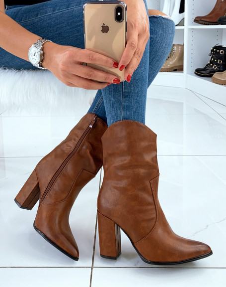 Camel cowboy boots with heels