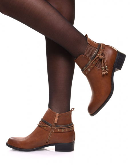 Camel flat boots with different straps