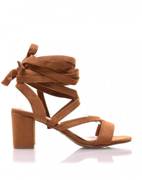 Camel low heel sandals