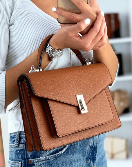 Camel satchel style handbag
