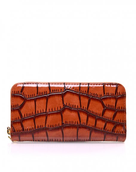 Camel wallet with crocodile effect