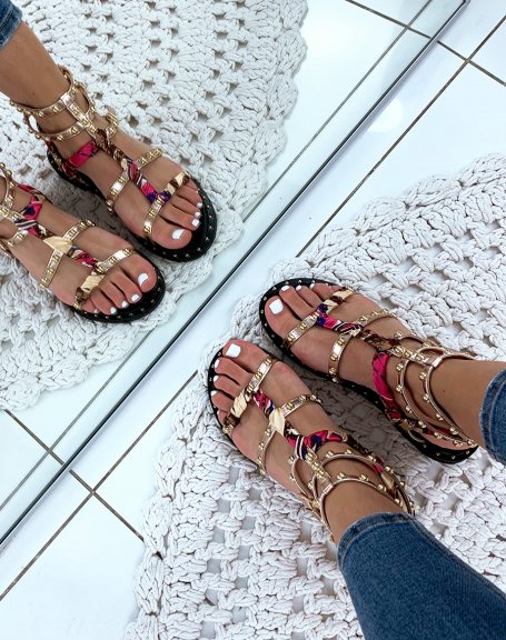 Champagne flat sandals with straps