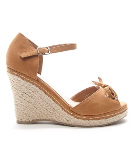 Chaussure femme Style Shoes: Sandale compense - camel