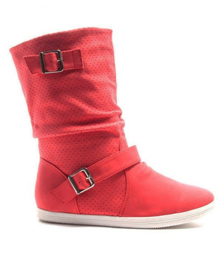 Chaussures femme Alicia Shoes: Botte style basket - rouge