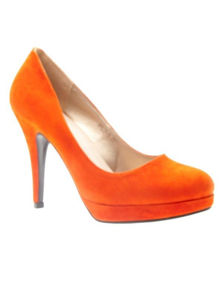 Chaussures femme C.H. Creation: Escarpins Orange en sudine 