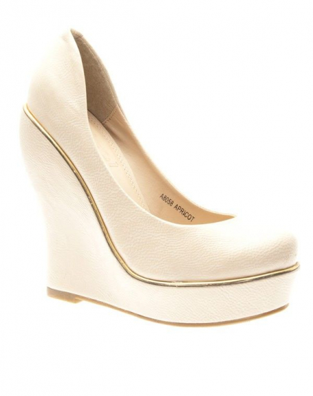 Chaussures femme Ideal: Escarpins compenss Abricot