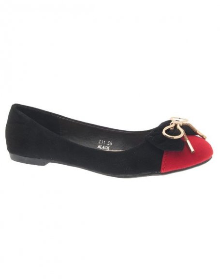 Chaussures femme Jennika: Ballerine bi couleur rouge/noir