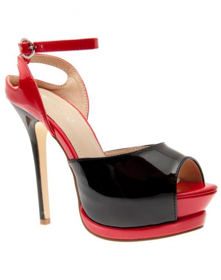 Chaussures femme Sunrise C: Escarpin ouvert noir/rouge