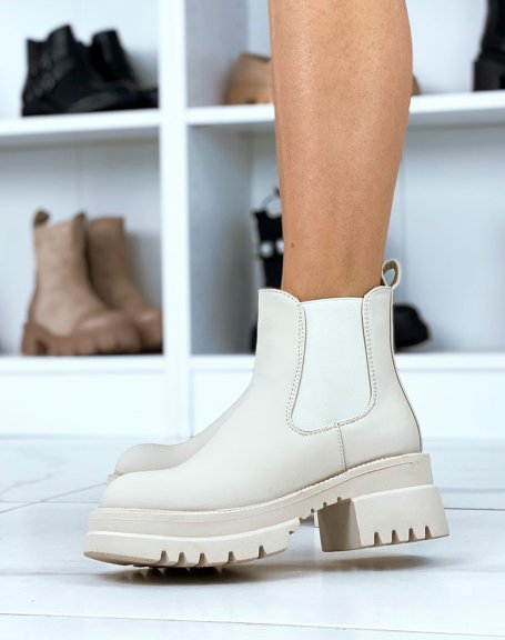 Chelsea boots basses beige gomm
