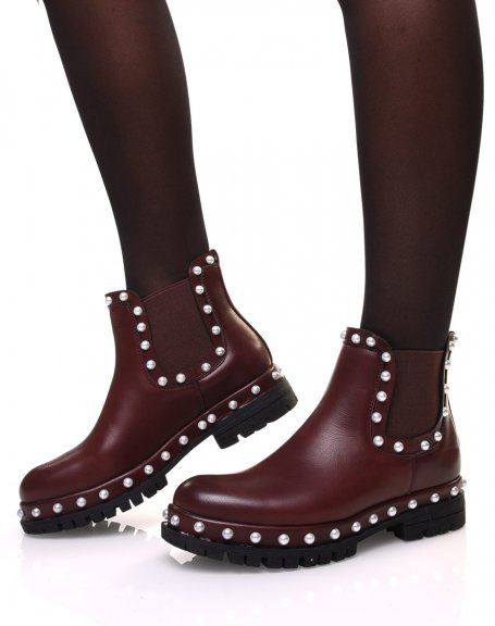 Chelsea boots bordeaux  perles