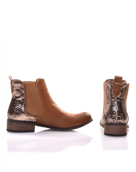 Chelsea boots camel  paillettes 