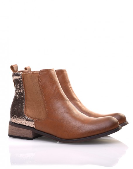Chelsea boots camel  paillettes 