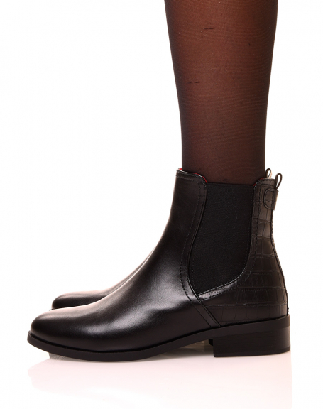 Chelsea boots noir bi-matire