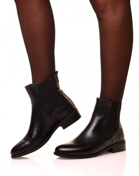 Chelsea boots noir bi-matire