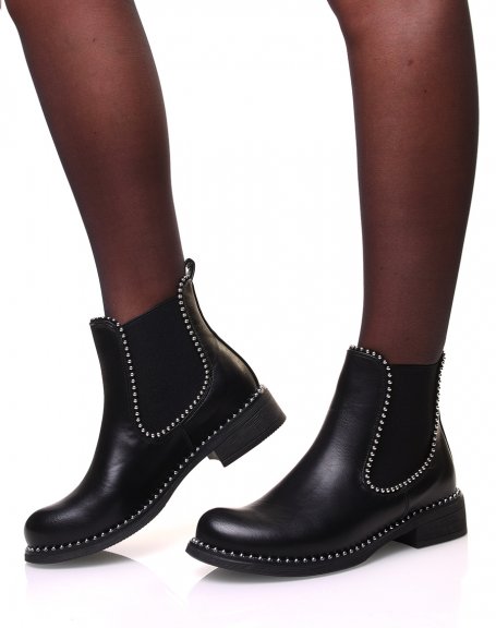 Chelsea boots noir effet cuir  clous