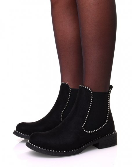 Chelsea boots noir en sudine  clous