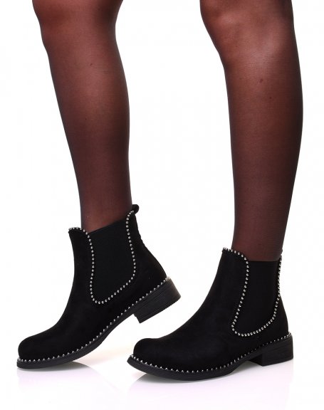 Chelsea boots noir en sudine  clous