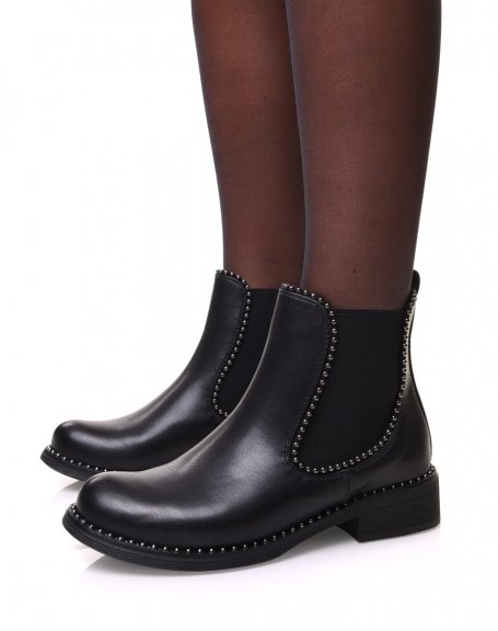 Chelsea boots noires  dtails perles