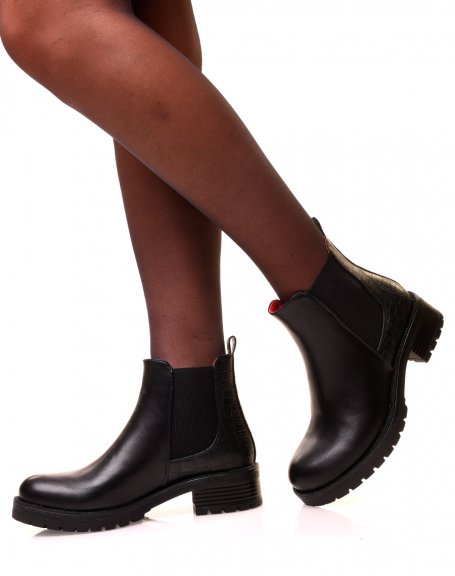 Chelsea boots noires avec lastique bi-matires