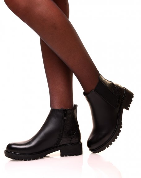 Chelsea boots noires bi-matires  semelles crantes