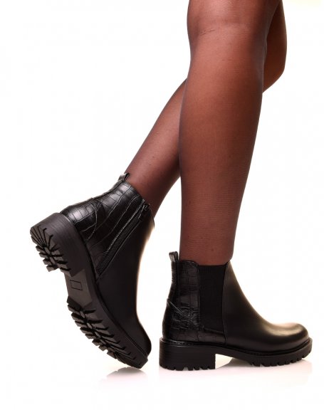 Chelsea boots noires bi-matires  semelles crantes