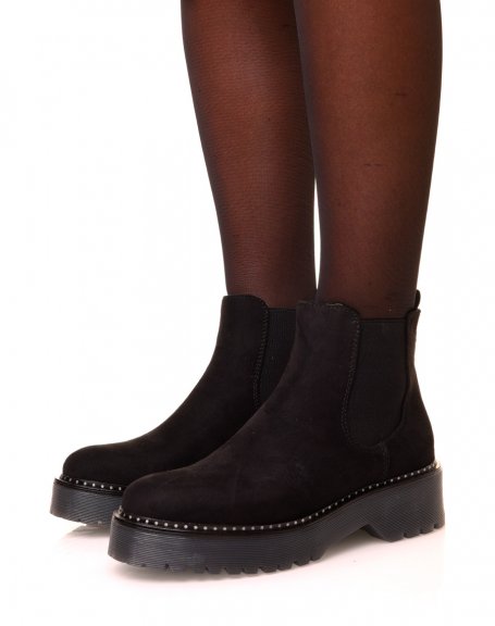 Chelsea boots noires en sudine