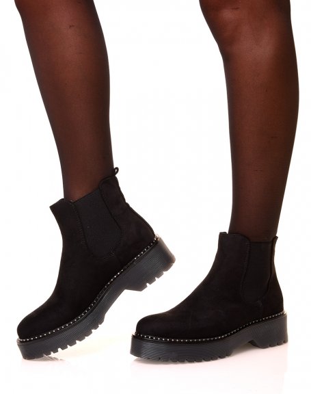 Chelsea boots noires en sudine