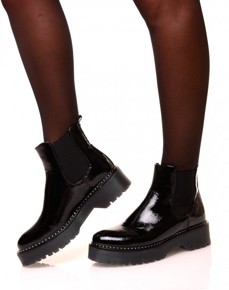 Chelsea boots noires vernies