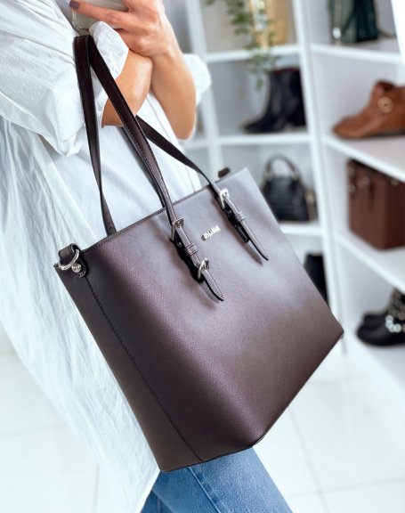Chocolate tote bag in faux leather
