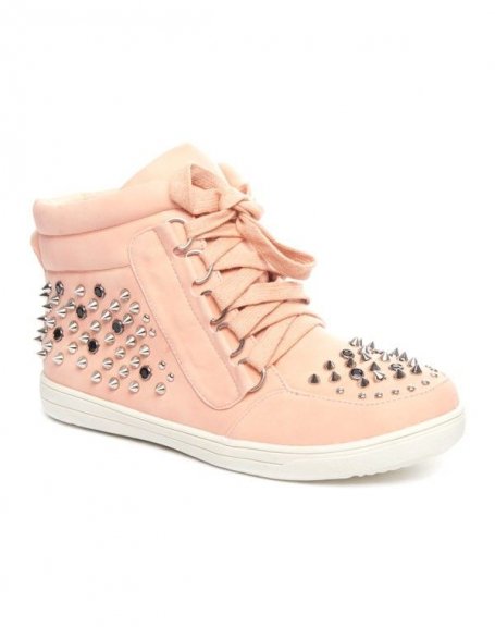 Cocoperla women's shoes: Pink studded sneakers