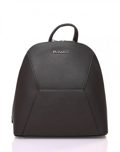 Dark gray rounded backpack with geometric stitching