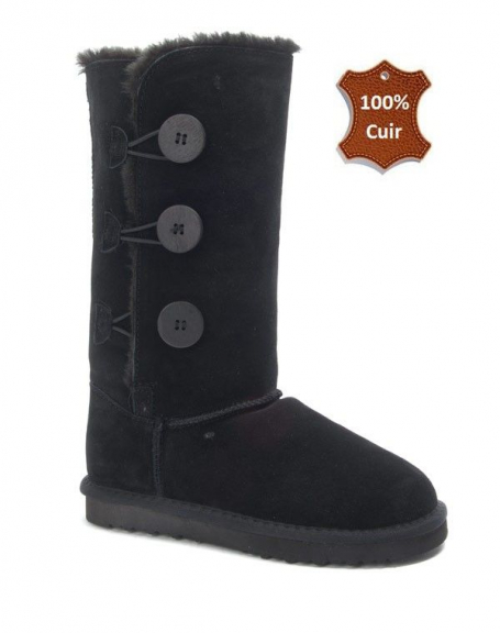 Farasion women's shoe: Lined boot in black LEATHER