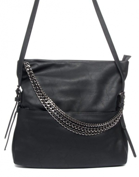 Flora & Co black handbag with triple metallic chain