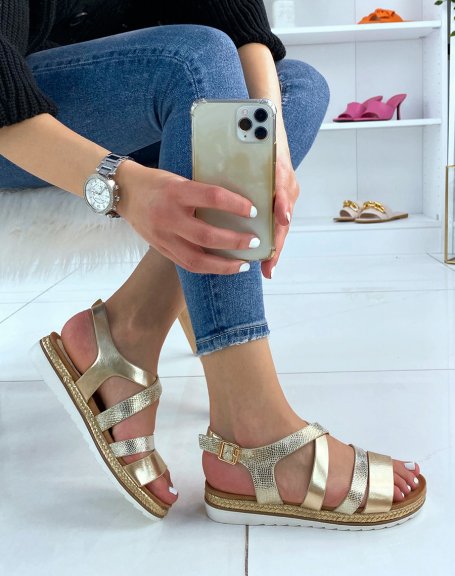 Golden sandals with golden jute sole
