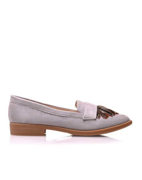 Gray suedette loafers