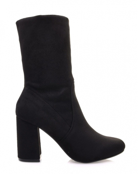 High black ankle boots entirely in suede