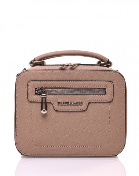 Icy brown rigid briefcase-type square shoulder bag
