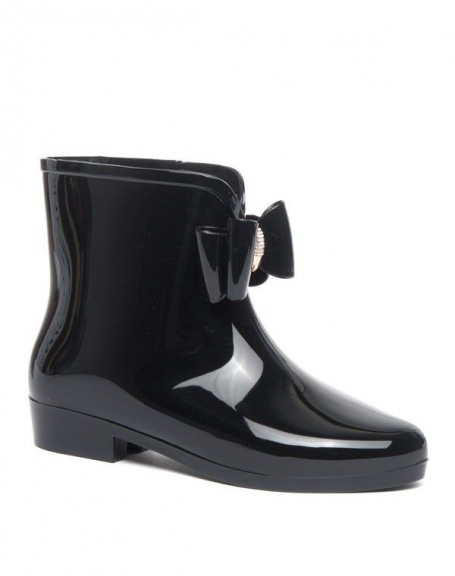 Ideal black bow short rain boots