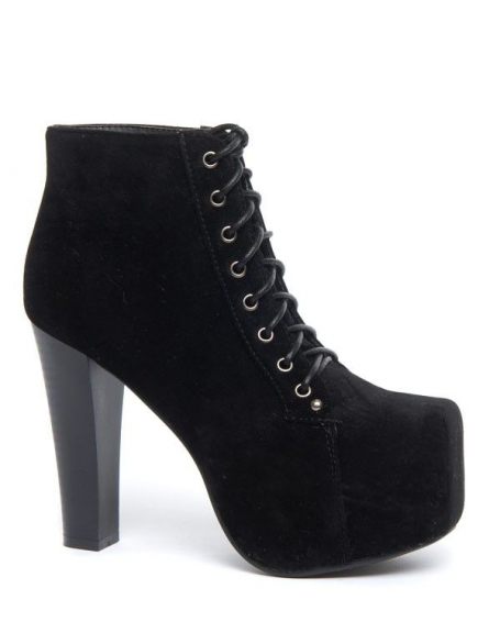 Ideal platform ankle boots black heels and laces