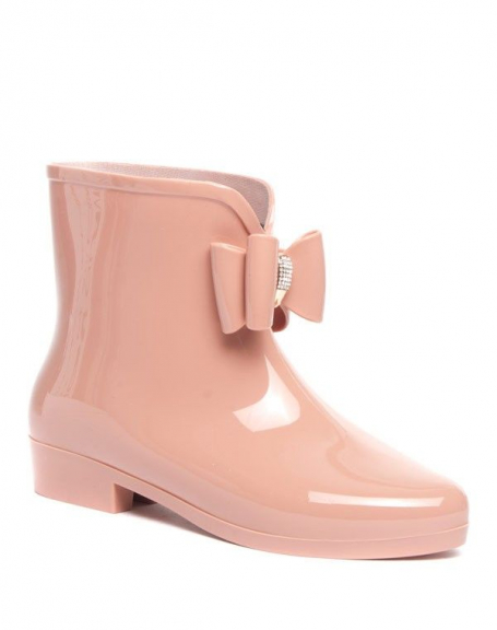 Ideal short rain boots with bow pink