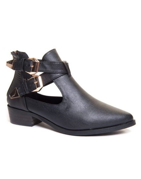 Ideal women's shoe: black openwork ankle boots