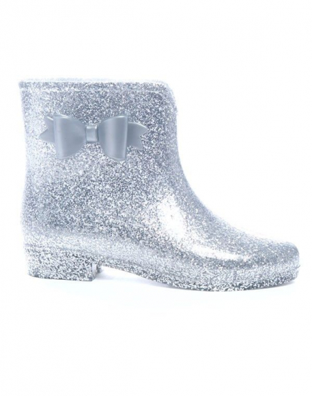Ideal women's shoes: Gray glittery rubber ankle boot